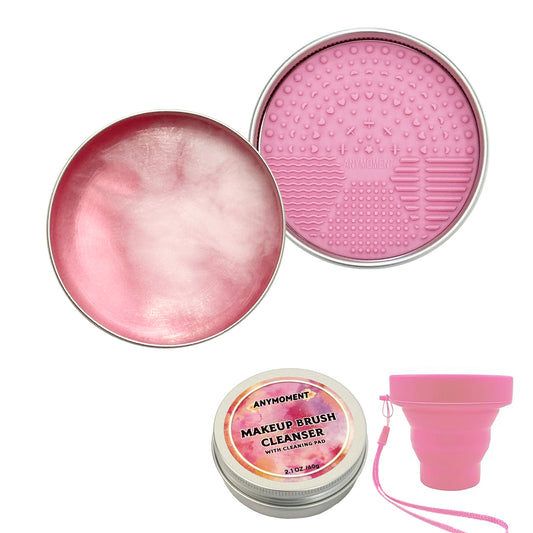 Anymoment Makeup Brush Cleaner with Cleaning Pad - Get that flawless makeup look effortlessly! This handy tool deeply cleans your brushes and works wonderfully for foundation brushes too. Plus, it comes with a collapsible cup as a gift!