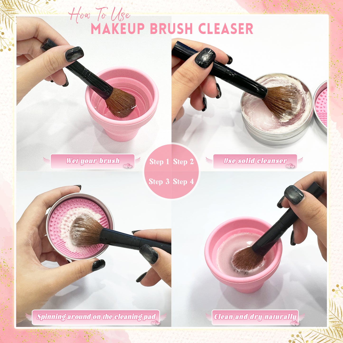 Anymoment Makeup Brush Cleaner with Cleaning Pad - Get that flawless makeup look effortlessly! This handy tool deeply cleans your brushes and works wonderfully for foundation brushes too. Plus, it comes with a collapsible cup as a gift!